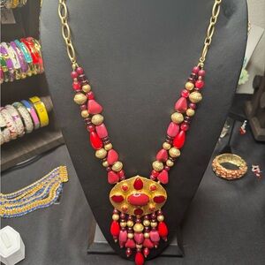 🔥 Chicos 35th Anniversary Collector’s Necklace – Bold Red Pendant Statement